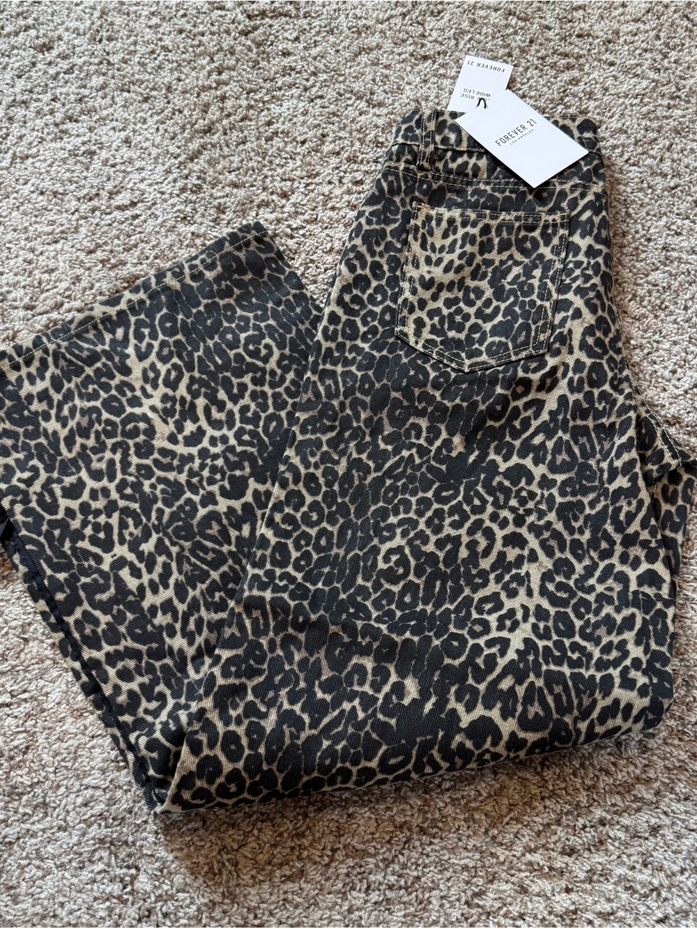 Forever 21 Leopard Print Jeans - Black and Tan